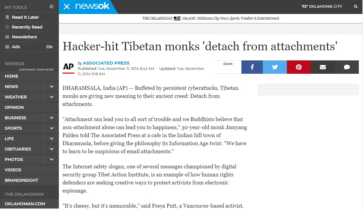 Hacker-hit Tibetan monks ‘detach from attachments’-NewsOk