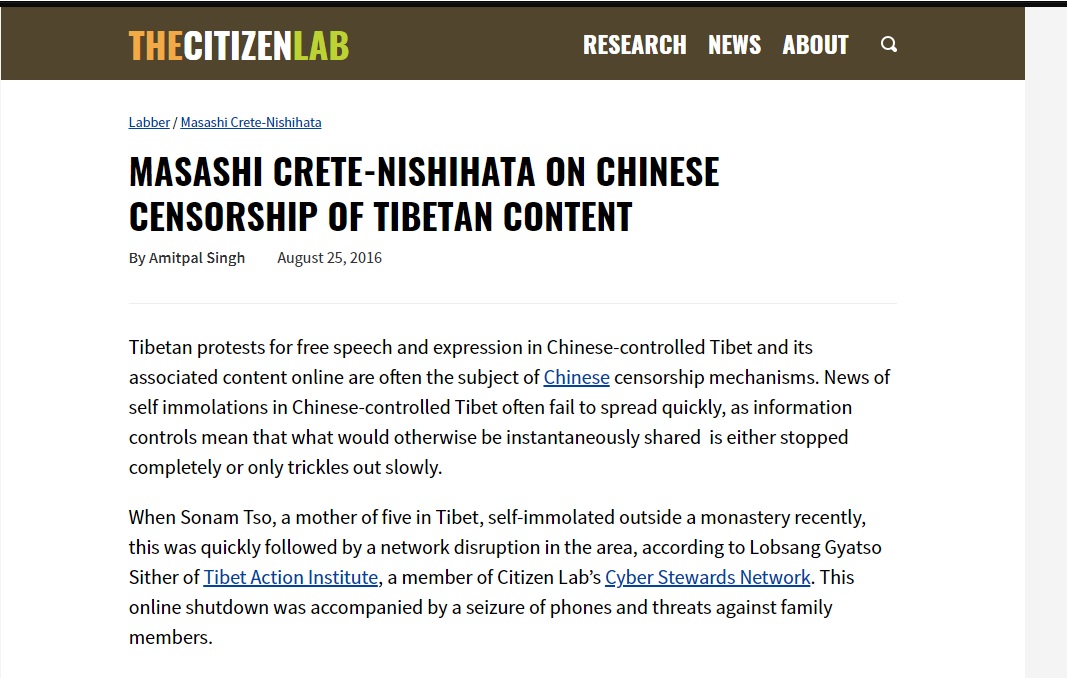 MASASHI CRETE-NISHIHATA ON CHINESE CENSORSHIP OF TIBETAN CONTENT