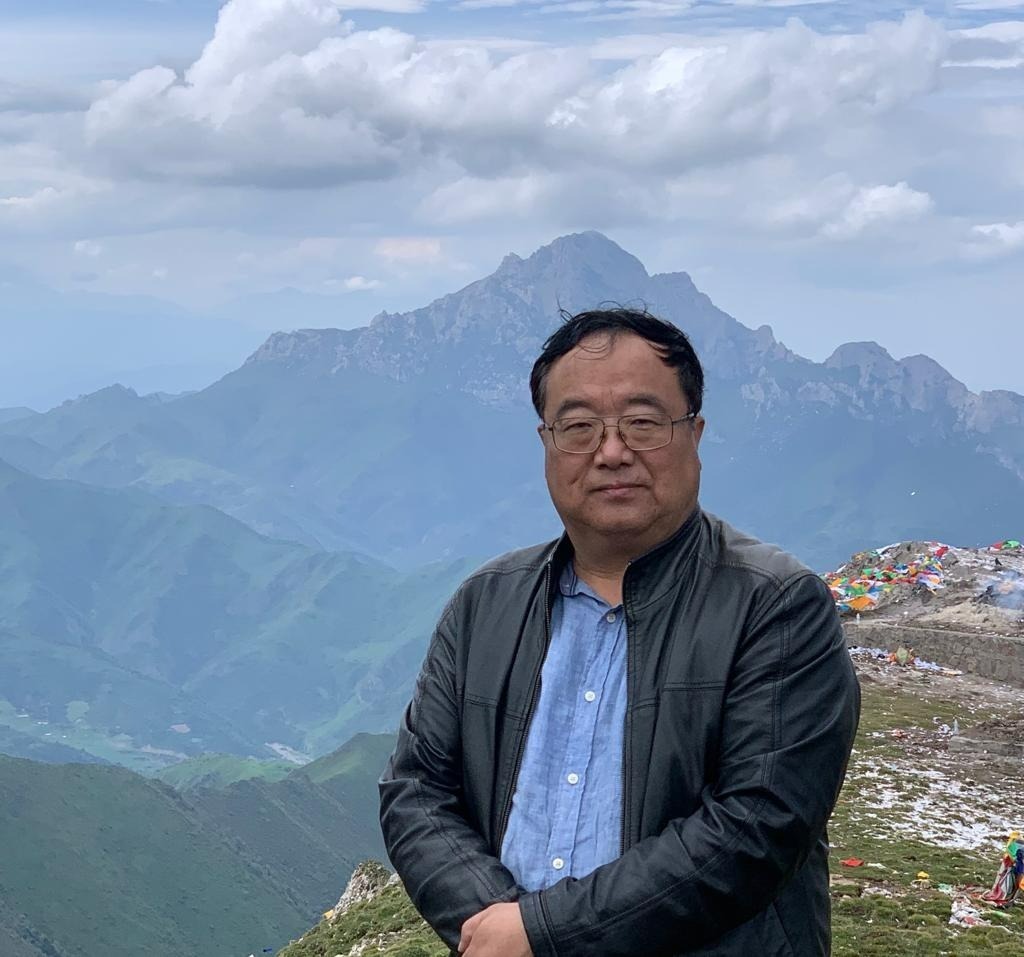 Dr. Gyal Lo at Nyen (mountain of deity) in Labrang, Gansu, June, 2020